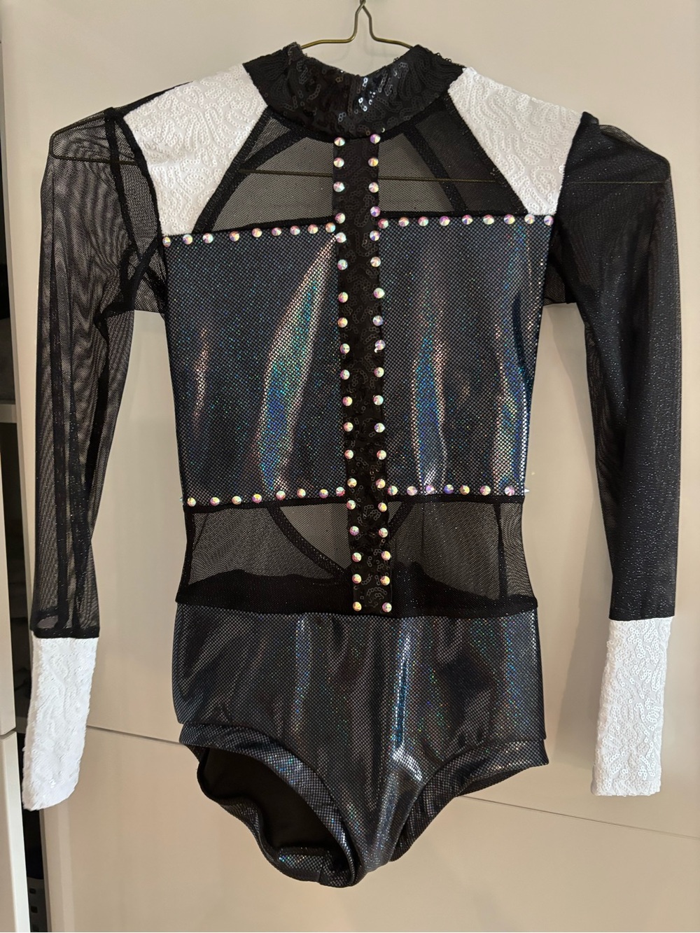GIrls On The Floor Black and White Sparkle Dance Costume with Rhinestone Trim